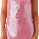 Women's Sexy Halter Sequin Backless Mini Dress Sleeveless Low Cowl Back Glitter Short Dresses Party Evening Gown