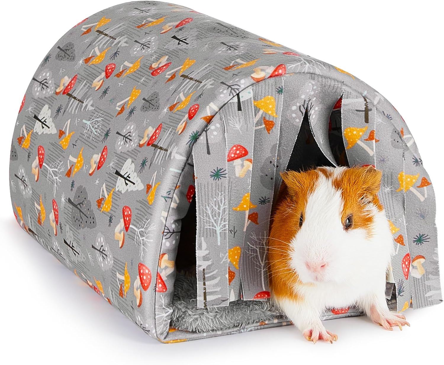 Glittme Guinea Pig Hideout with Curtain and Tunnel - Soft Bed with Cushion - Suitable for Guinea Pig, Hamster, Chinchilla, Bunny - Grey Mushrooms Glittme Guinea Pig Hideout with Curtain and Tunnel - Soft Bed with Cushion - Suitable for Guinea Pig, Hamster, Chinchilla, Bunny - Grey Mushrooms