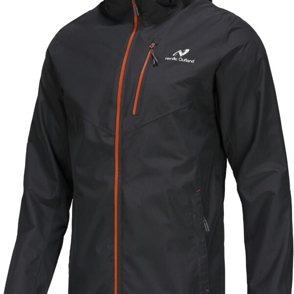 NORDIC OUTLAND Mens Lightweight Hooded Waterproof Rain Jacket Breathable Raincoat Shell for Outdoor Mountain Hiking