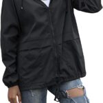 PESION Women's Waterproof Raincoat Lightweight Rain Jacket Hooded Windbreaker with Pocket for Outdoor