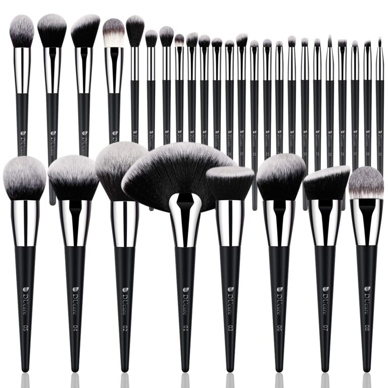 DUcare 32Pcs PRO Grade Makeup Brushes Set Premium Ultra-soft Synthetic Foundation Contour Powder Blush Concealer Eyeshadow Classic Black Professional Make up Brushes