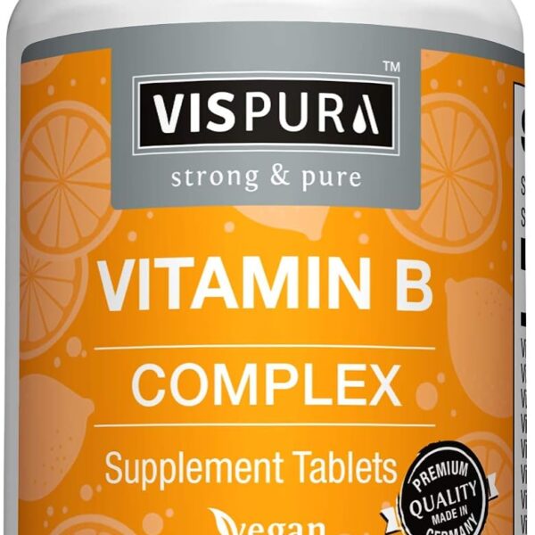 Vitamin B-Complex, 180 Vegan Tablets, All B Vitamins Including B12, B1, B2, B3, B5, B6, B7, B9, Folic Acid, for Stress, Energy and Healthy Immune System*, Natural Supplement Without Additives