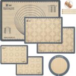 GUANCI Silicone Baking Mat Set of 6, Includes 25"x17.5" Large, 2 Medium 16.5"x11.6", 2 Small 11.75"x8.25", 9" Round, All Mats 0.70mm Thick, Non-Stick Reusable Baking Mats for Pizza, Cookie, Bread