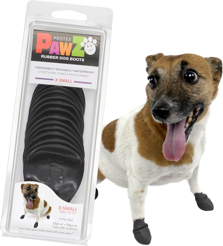 PawZ Rubber Dog Boots for Small Paws - All-Weather Waterproof Dog Shoes, Anti-Slip Traction for Rain, Snow, Mud & Hot Pavement - Pull-On Dog Booties, Black - X-Small (1.5"-2") - Pack of 12