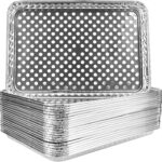 15 Pack Disposable Aluminum Foil Grill Topper Pans, Grill Grate Liners, BBQ Grill Accessories for Outdoor Cooking and Camping - Prevents Food from Falling into Grill or Sticking to Grate