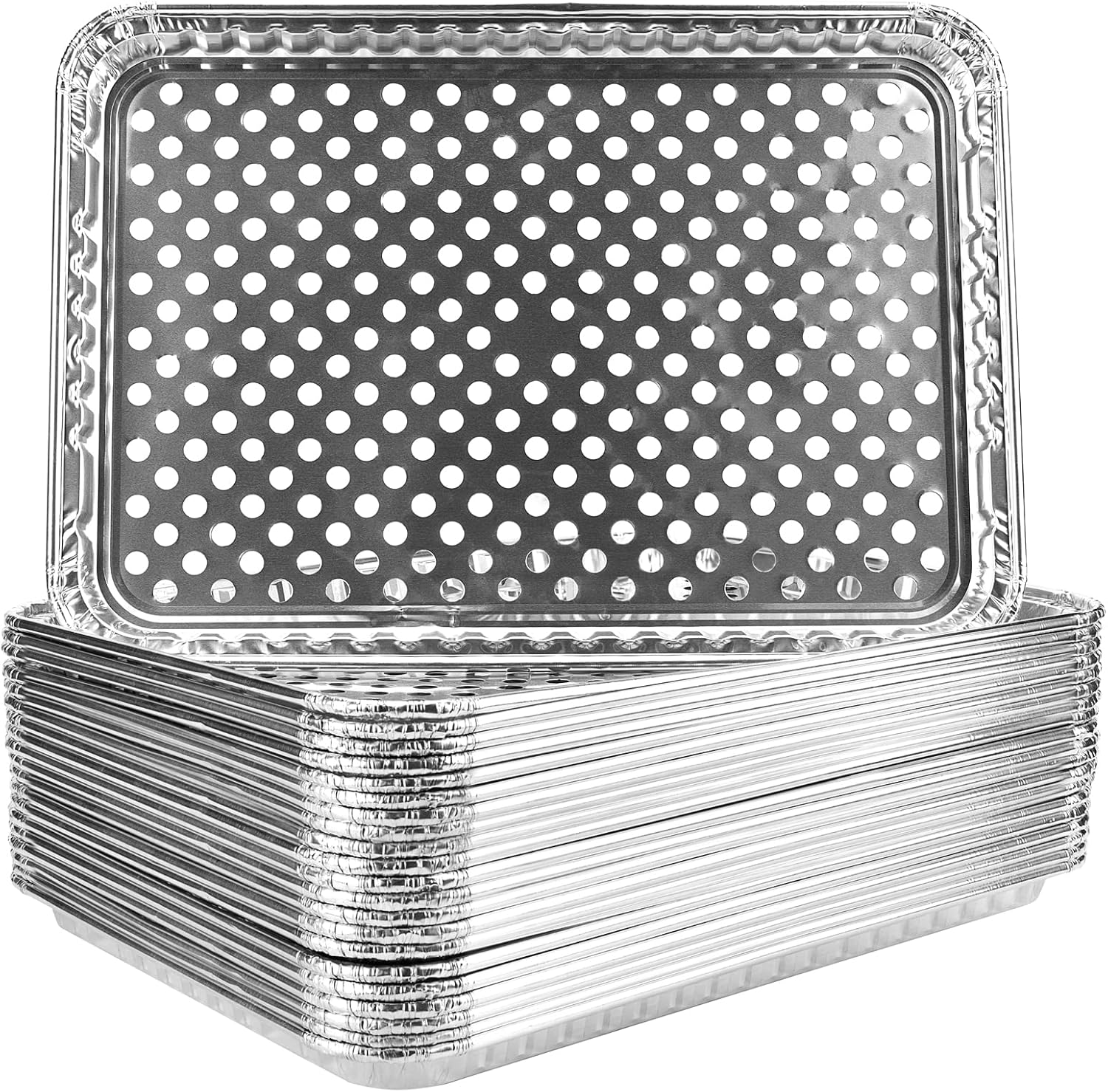 15 Pack Disposable Aluminum Foil Grill Topper Pans, Grill Grate Liners, BBQ Grill Accessories for Outdoor Cooking and Camping - Prevents Food from Falling into Grill or Sticking to Grate 15 Pack Disposable Aluminum Foil Grill Topper Pans, Grill Grate Liners, BBQ Grill Accessories for Outdoor Cooking and Camping - Prevents Food from Falling into Grill or Sticking to Grate