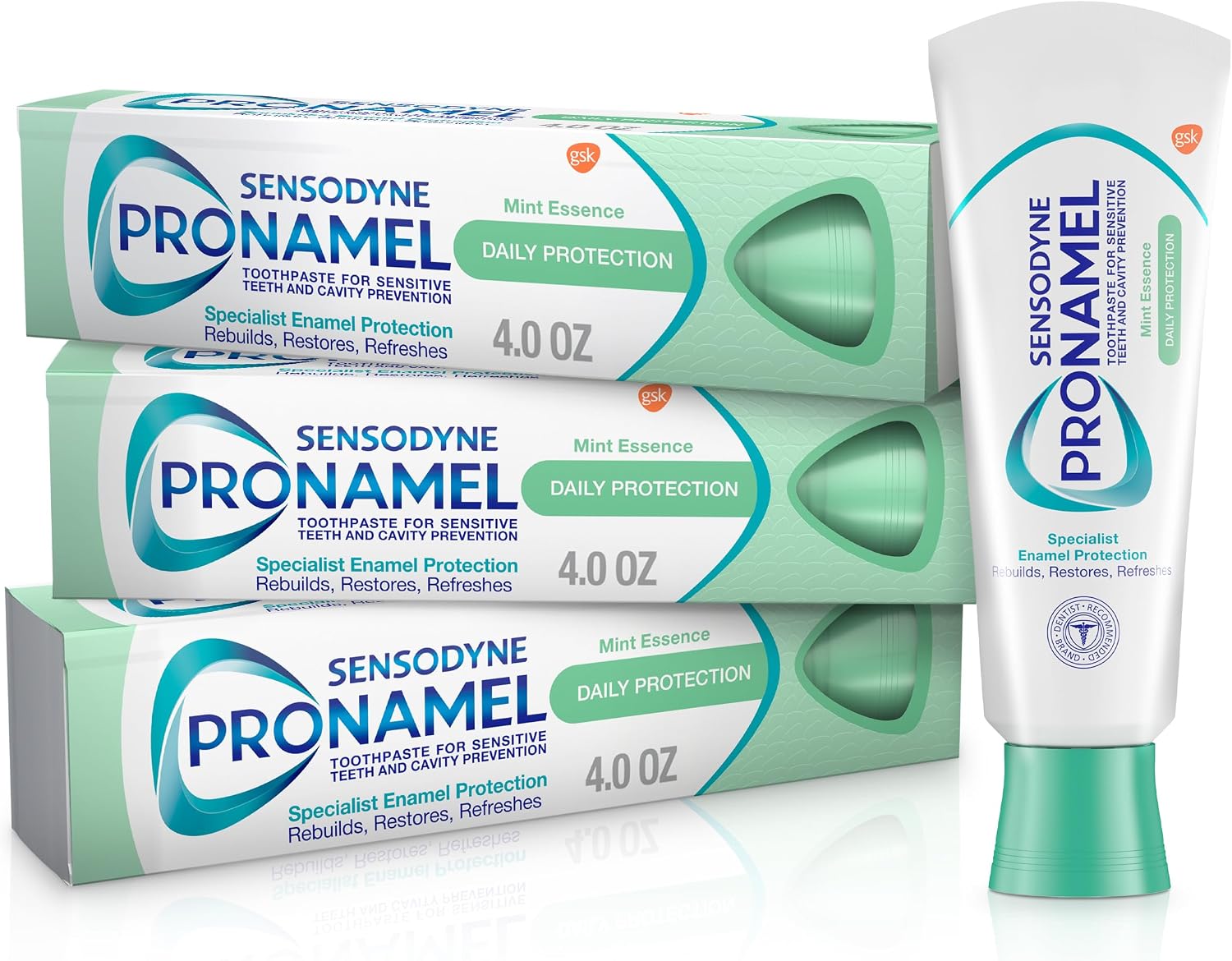 Sensodyne Pronamel Daily Protection Enamel Toothpaste for Sensitive Teeth, Mint Essence - 4 oz (Pack of 3) Sensodyne Pronamel Daily Protection Enamel Toothpaste for Sensitive Teeth, Mint Essence - 4 oz (Pack of 3)