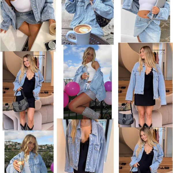 Women Distressed Light Wash Oversized Denim Jacket