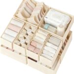 Criusia Drawer Organizer Clothes 12 Pack, Dresser Organizer for Nursery Bedroom Closet Organization and Storage - Baby Clothes Organizer Bins - Drawer Divider for Sock Underwear Bra Ties (Beige)