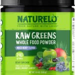 NATURELO Raw Greens Superfood Powder 240 Grams, Mixed Berry - Supports Energy, Immunity and Detox - Includes Spirulina, Wheat Grass and Organic Greens for Whole Food Nutrition