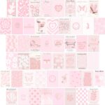 Pink Wall Collage Kit - Aesthetic Posters, Dorm Room Decor for Teen Girl (50pcs 4x6 inch)