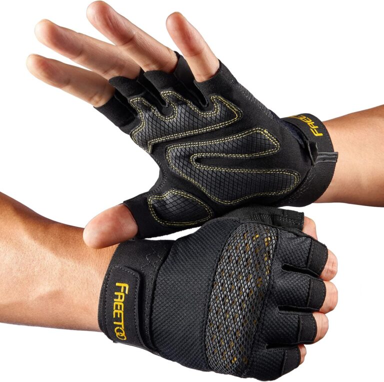 FREETOO Workout Gloves for Men, Weight Lifting Gloves with Full Palm Protection, Ultra Ventilated, Cushion Pads and Silicone Grip