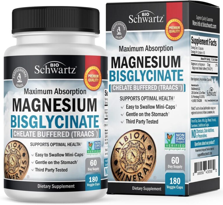 Magnesium Bisglycinate Chelated Supplement -180 Capsules | High Absorption Magnesium Glycinate Supplement for Women and Men - Sleep, Muscle, Bone & Joint Support - Non-GMO Chelate