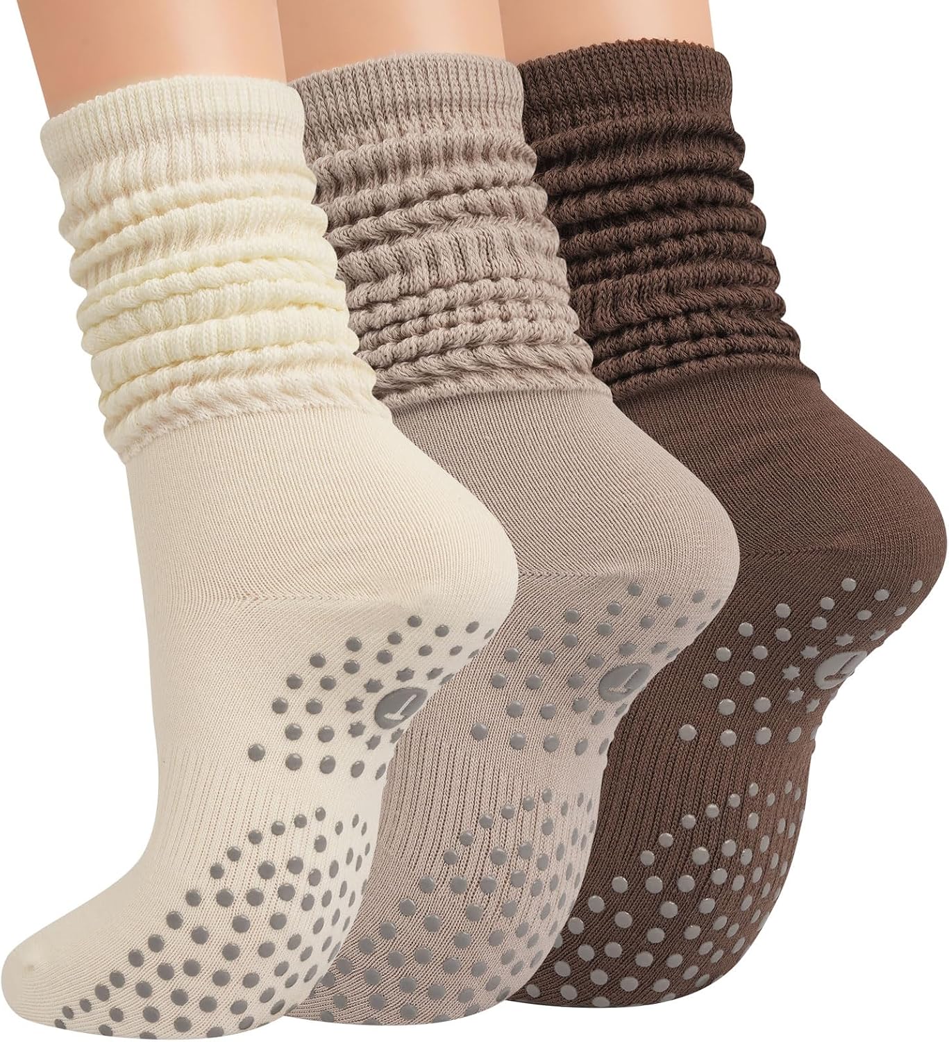 Grip Pilates Socks for Women, Yoga Slouch Socks with Grip for Barre Workout Hospital Long Scrunch Slipper Socks Grip Pilates Socks for Women, Yoga Slouch Socks with Grip for Barre Workout Hospital Long Scrunch Slipper Socks