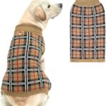 PUPTECK Dog Sweaters for Large Medium Small Dogs - Fall Classic Plaid Style Puppy Holiday Winter Coat Clothes Warm