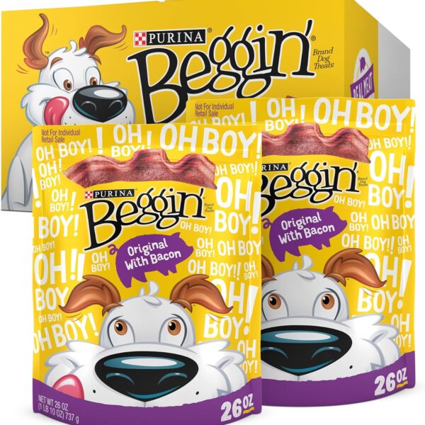 Purina Beggin' Strips Dog Treats, Original With Bacon Flavor - (Pack of 2) 26 oz. Pouches