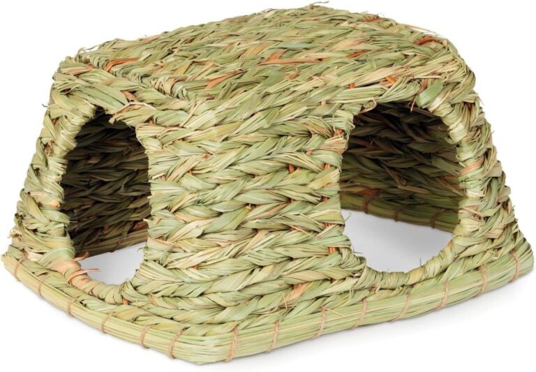 Prevue Pet Products Nature's Hideaway Grass Hut Small Animal Toy - for Guinea Pigs, Rabbits, Chinchilla, Hamsters, Gerbils, & Mice, Woven Hay & Grass, Natural Hide & Explore Toy - Medium