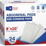 GauzeCare Sterile Abdominal- ABD Combine Pads| 24-Pack, 8x10 Inches| Extra Absorbent & Thick, Individually Wrapped Wound Dressing, First Aid Pads| Surgical-Grade, Nonstick- for Heavy Leakage, Post Op