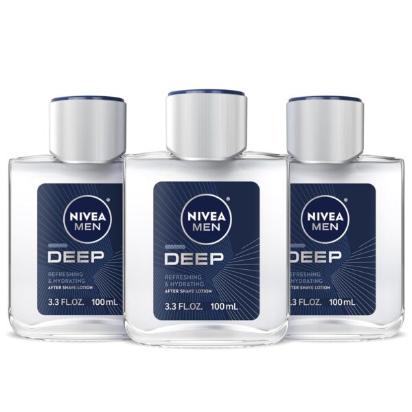 NIVEA MEN Deep Refreshing and Hydrating After Shave Lotion, Aftershave Lotion for Men Soothes Shave Irritation, 3.3 Fl Oz Bottle, Pack of 3
