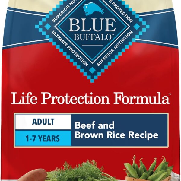Blue Buffalo Life Protection Formula Beef & Brown Rice Adult Dry Dog Food, Supports Immunity with Antioxidant-Rich LifeSource Bits, Promotes Healthy Muscle Development, Skin & Coat Health, 5 lbs.