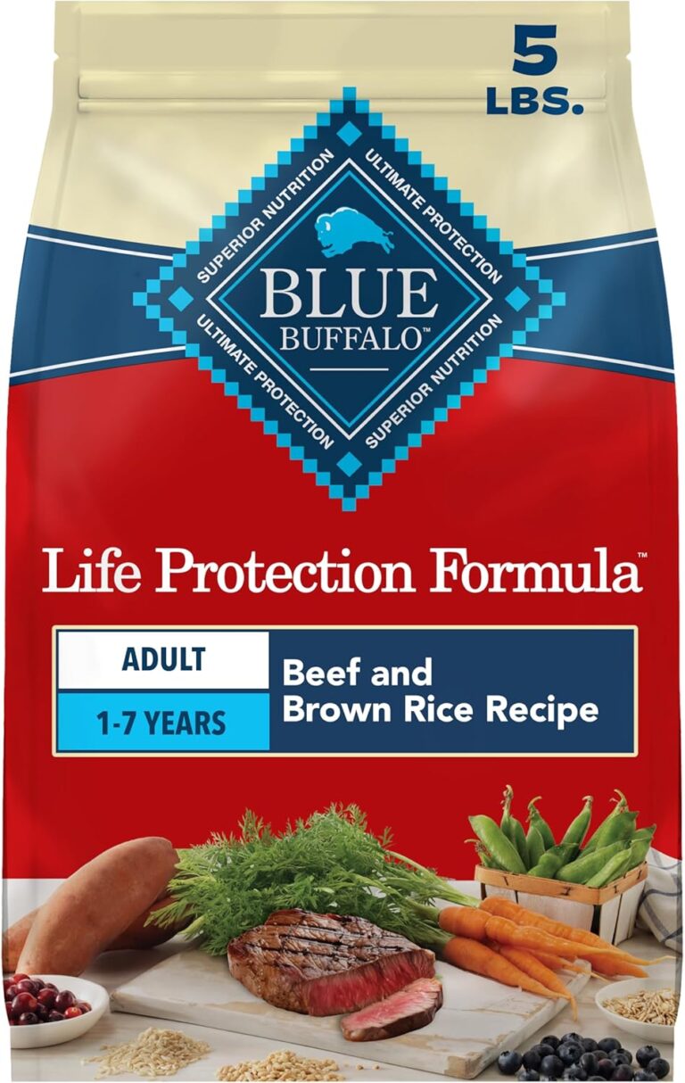 Blue Buffalo Life Protection Formula Beef & Brown Rice Adult Dry Dog Food, Supports Immunity with Antioxidant-Rich LifeSource Bits, Promotes Healthy Muscle Development, Skin & Coat Health, 5 lbs.