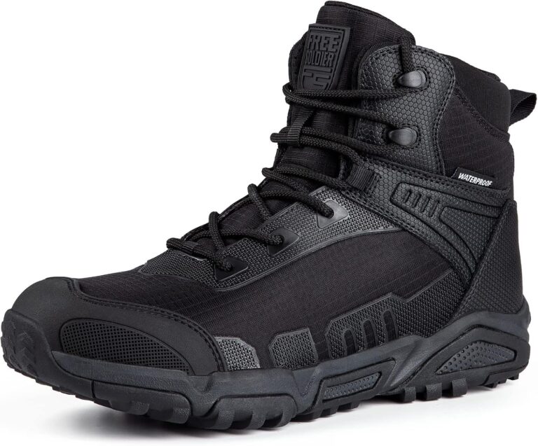 FREE SOLDIER Men's Waterproof Tactical Work Boots Lightweight Comfortable Combat Hiking Boots