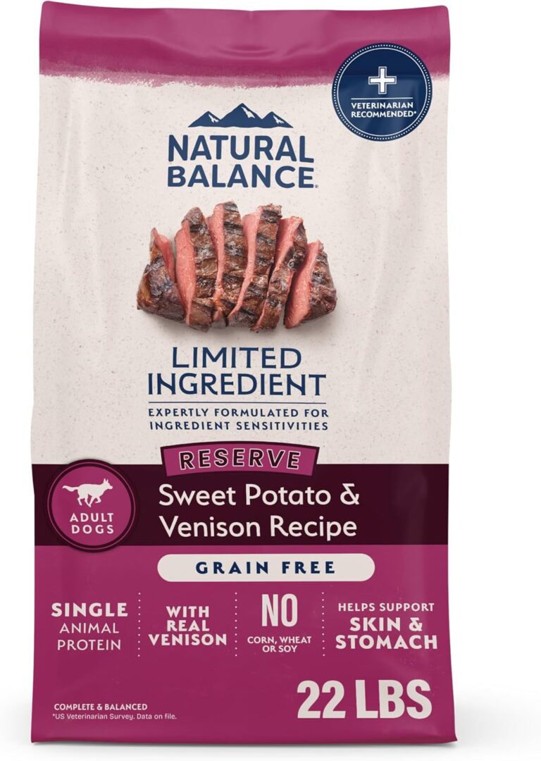 Natural Balance Limited Ingredient Adult Dry Dog Food - Balanced Nutrition for Adult Dogs - Grain-Free, Soy-Free Recipe - Limited Ingredient Formula - 22 lb - Reserve Sweet Potato & Venison Recipe