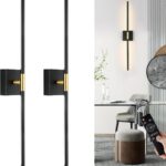10000mAh Battery Operated Wall Sconces Set of 2, 3 Color Dimmable Rechargeable Wall Light with Remote, 24 Inch Black Gold Wireless Sconces Wall Decor with Timer Function for Living Room, Bedroom, TV