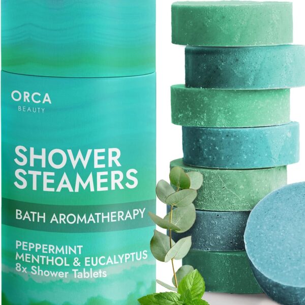 Shower Steamers Aromatherapy - Relaxation Gifts for Women, Shower Bombs, Unique Spa Gifts Shower Tablets, Stocking Stuffers for Women & Men (Peppermint and Eucalyptus Scent 8PC)