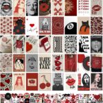 Downtown Girl Room Decor, Y2K Posters with Downtown Girl Stickers, 4"x6" Trendy Vintage Funky Wall Art Prints for Room Aesthetic, Grunge Room Decor Red Wall Collage Kit for Teen Girls Retro Decor