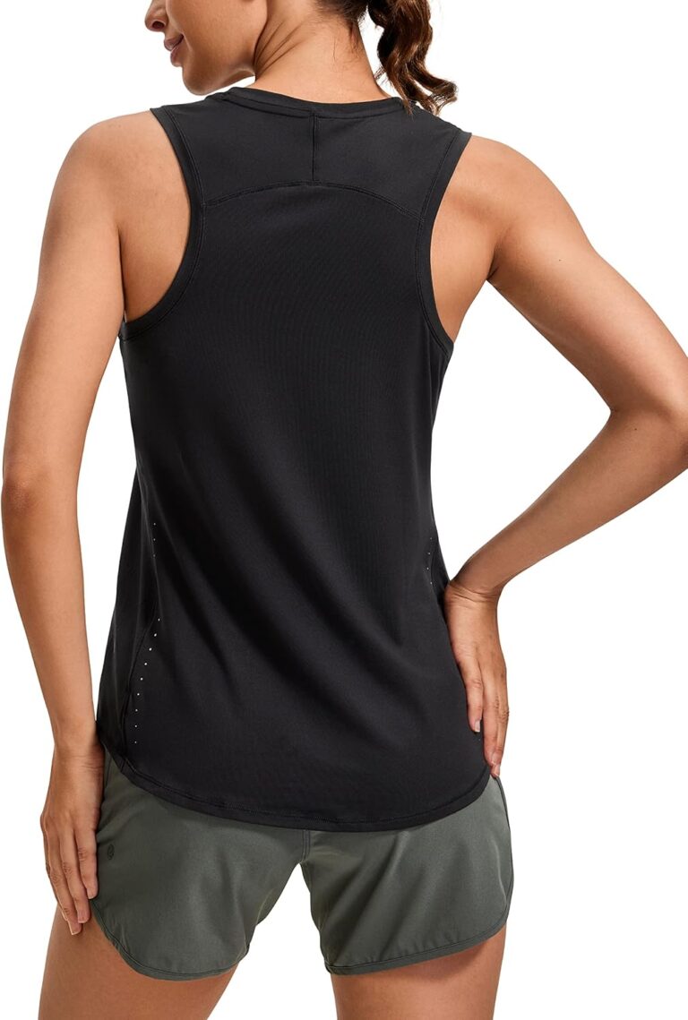 CRZ YOGA Lightweight Racerback Tank Top | Workout, Moisture Wicking, Classic Fit, Hip Length, Reflective Spots, Sleeveless Shirts for Women