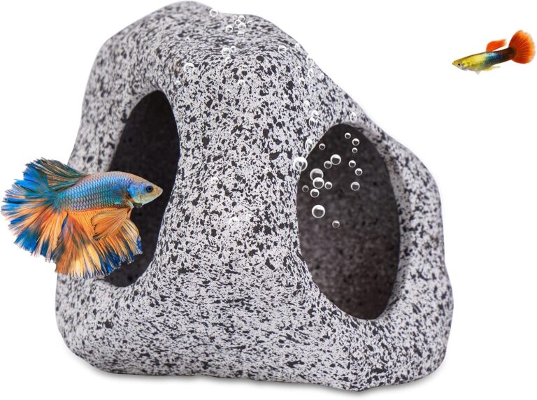 Ameliade Aquarium Decorations Cave Fish Tank Accessories Rock Decor for Shrimp Cichlid Hiding Breeding Small Fish Bowl Hide Decoration Betta Hideout Stones HouseMedium