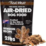TRMC Real Meat Air Dried Dog Food w/Real Venison - 2lb Bag of USA-Crafted Grain-Free Real, Sourced from Hormone-Free, Free-Range, Grass-Fed Venison - All Natural, High Protein