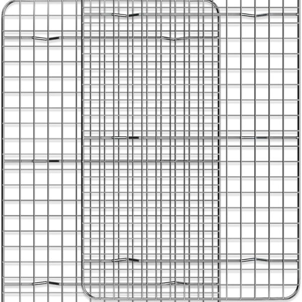 Cooling Rack for Baking 2-Pack, 15 x 10 Inches Baking Rack, Stainless Steel Wire Cookie Rack Fits Jelly Roll Sheet Pan, Oven Safe for Cooking, Roasting, Grilling
