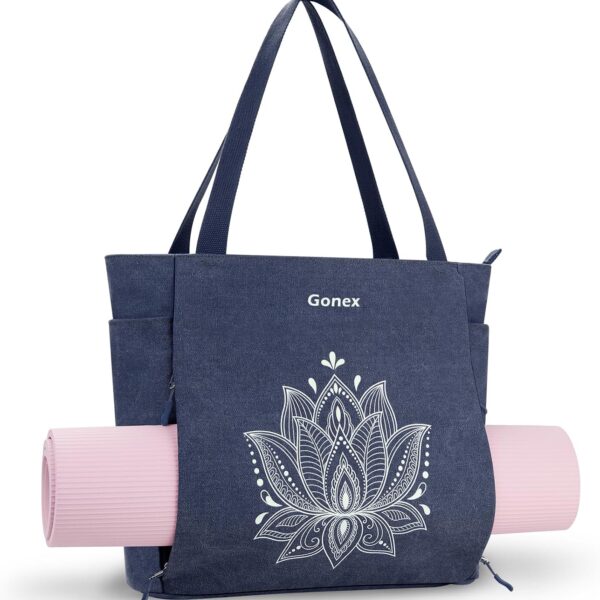 Gonex Yoga Mat Bag, Large Tote Bag with Multi Pockets for Women Men, Canvas Mat Carrier, Full Zipper Easy Access for Pilates Gym Travel