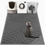 WePet Cat Litter Box Mat(No. 02-2), Kitty Premium PVC Pad, Durable Trapping Rug, Phthalate Free, Urine-Resistant, Scatter Control, XXL 47 x 36, Grey