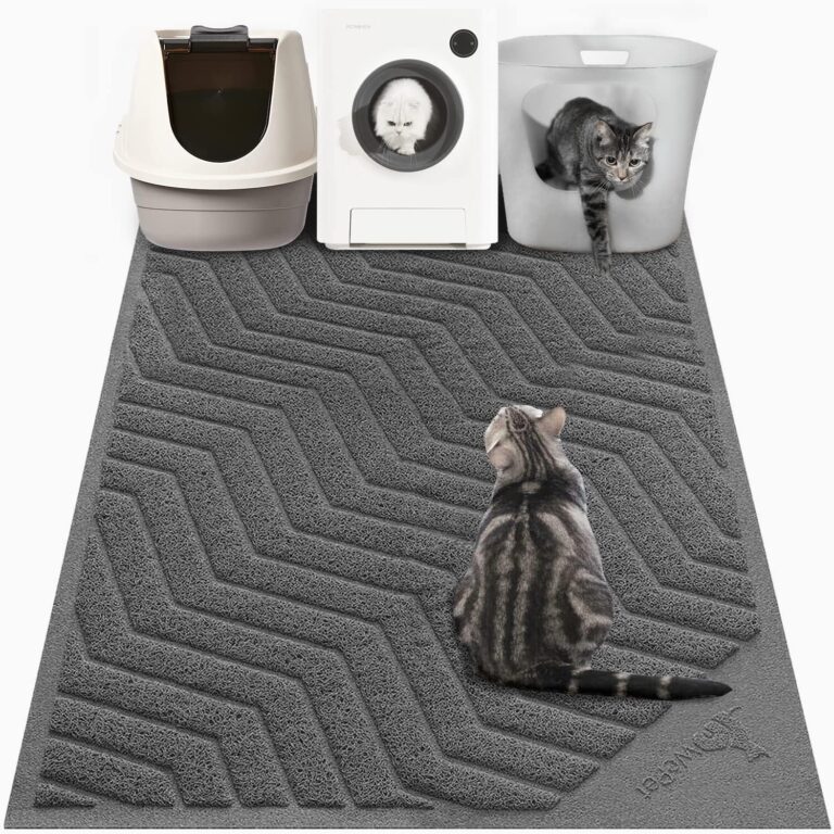 WePet Cat Litter Box Mat(No. 02-2), Kitty Premium PVC Pad, Durable Trapping Rug, Phthalate Free, Urine-Resistant, Scatter Control, XXL 47 x 36, Grey