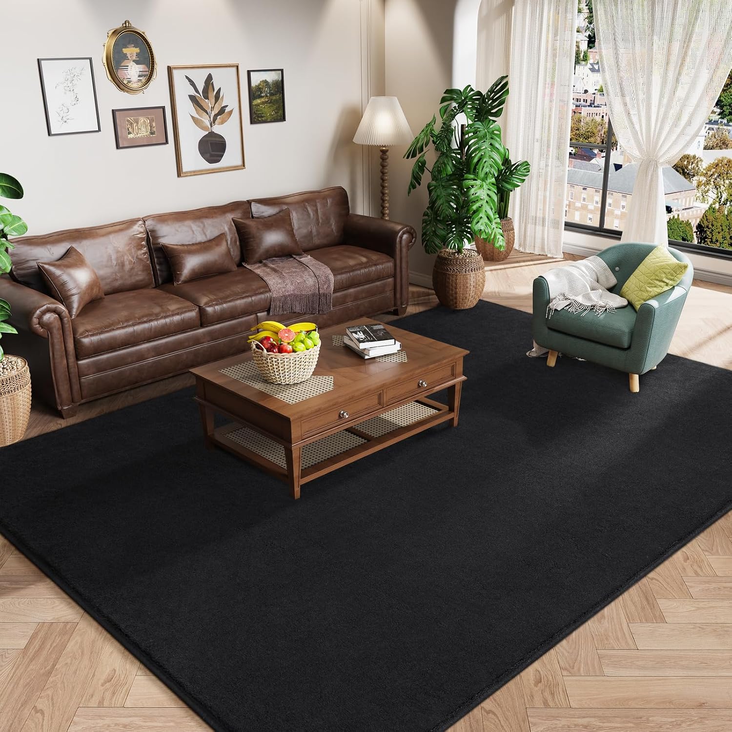 Amearea Modern Area Rugs for Bedroom Living Room, 4x6 Feet Black Thickened Memory Foam Rug, Fluffy Indoor Washable Rugs Non Slip Minimalist Carpet for Kids Boys Girls Dorm Nursery Room Decor Amearea Modern Area Rugs for Bedroom Living Room, 4x6 Feet Black Thickened Memory Foam Rug, Fluffy Indoor Washable Rugs Non Slip Minimalist Carpet for Kids Boys Girls Dorm Nursery Room Decor