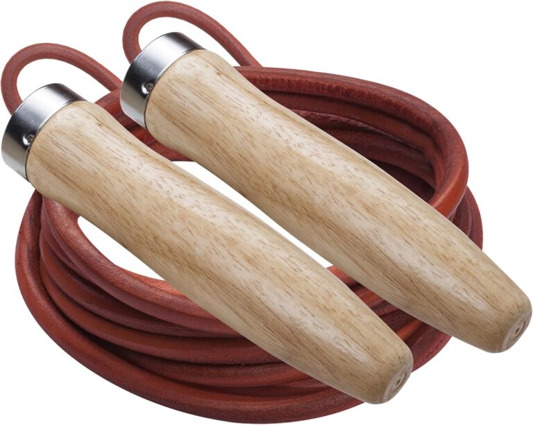 Champion Sports Wood Handle Jump Ropes  Durable Nylon or Leather Bearings - Skipping Rope, Fitness, Cardio Training, Agility, and Exercise Workouts