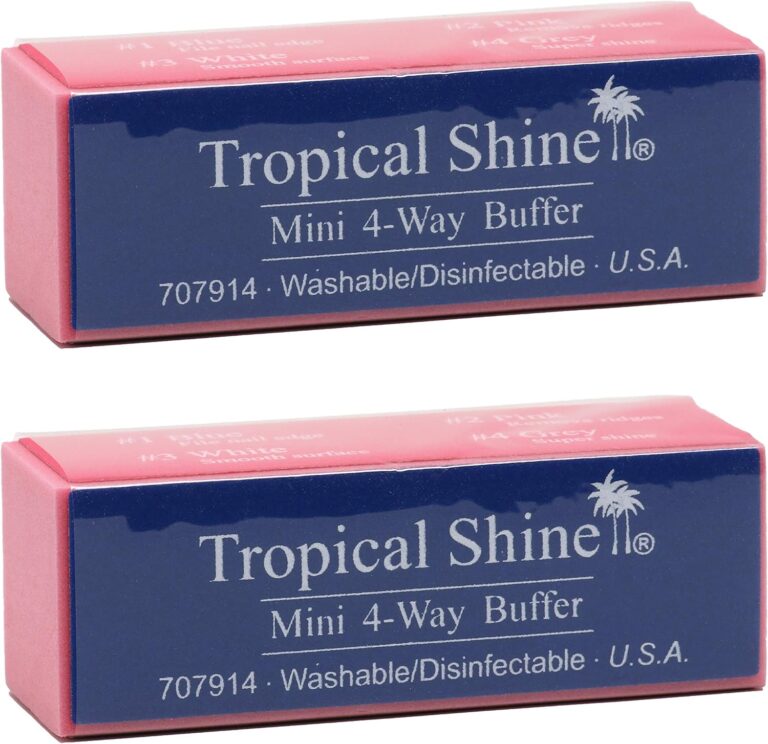 Tropical Shine Mini 4 Way Nail Buffer Block  Buffers and Files for Shaping Smoothing Polishing, Shine Finishing Tool for Natural Acrylic Nails, Professional At Home Use, 2 Pack