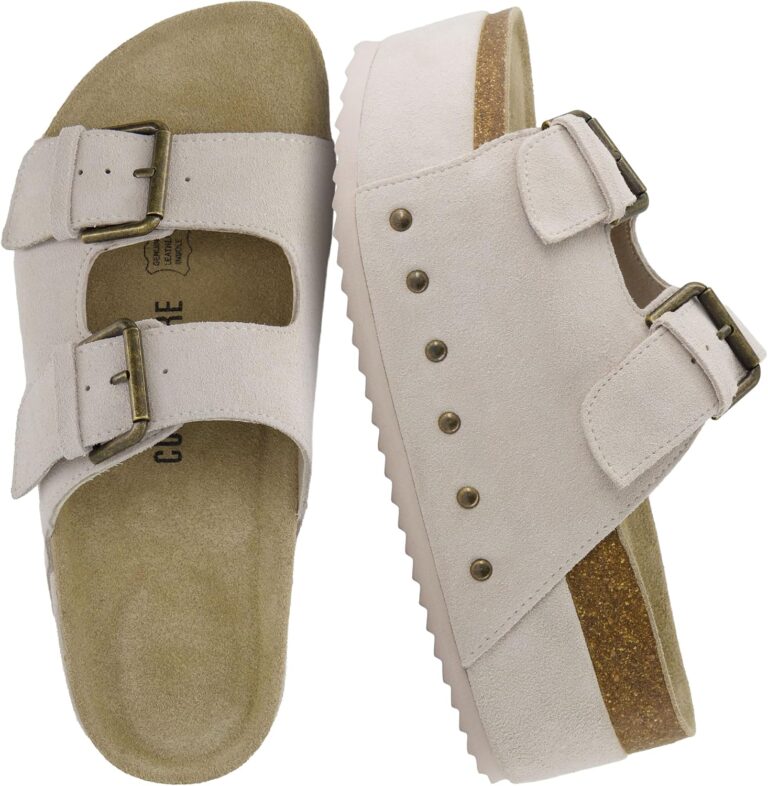 CUSHIONAIRE Guru Platform Sandals Women Footwear  Comfortable Genuine Leather Footbed Studded Chunky Slide Summer Sandals for Women