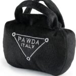 Haute Diggity Dog Pawda Handbag, Plush Designer Dog Toys with Interactive Squeaker, Stimulating Pet Enrichment, Machine-Washable & Safe Materials for All Breeds, Size Small