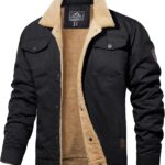 MAGCOMSEN Men's Winter Jacket Lined Sherpa Jacket Warm Trucker Coat Multi Pocket