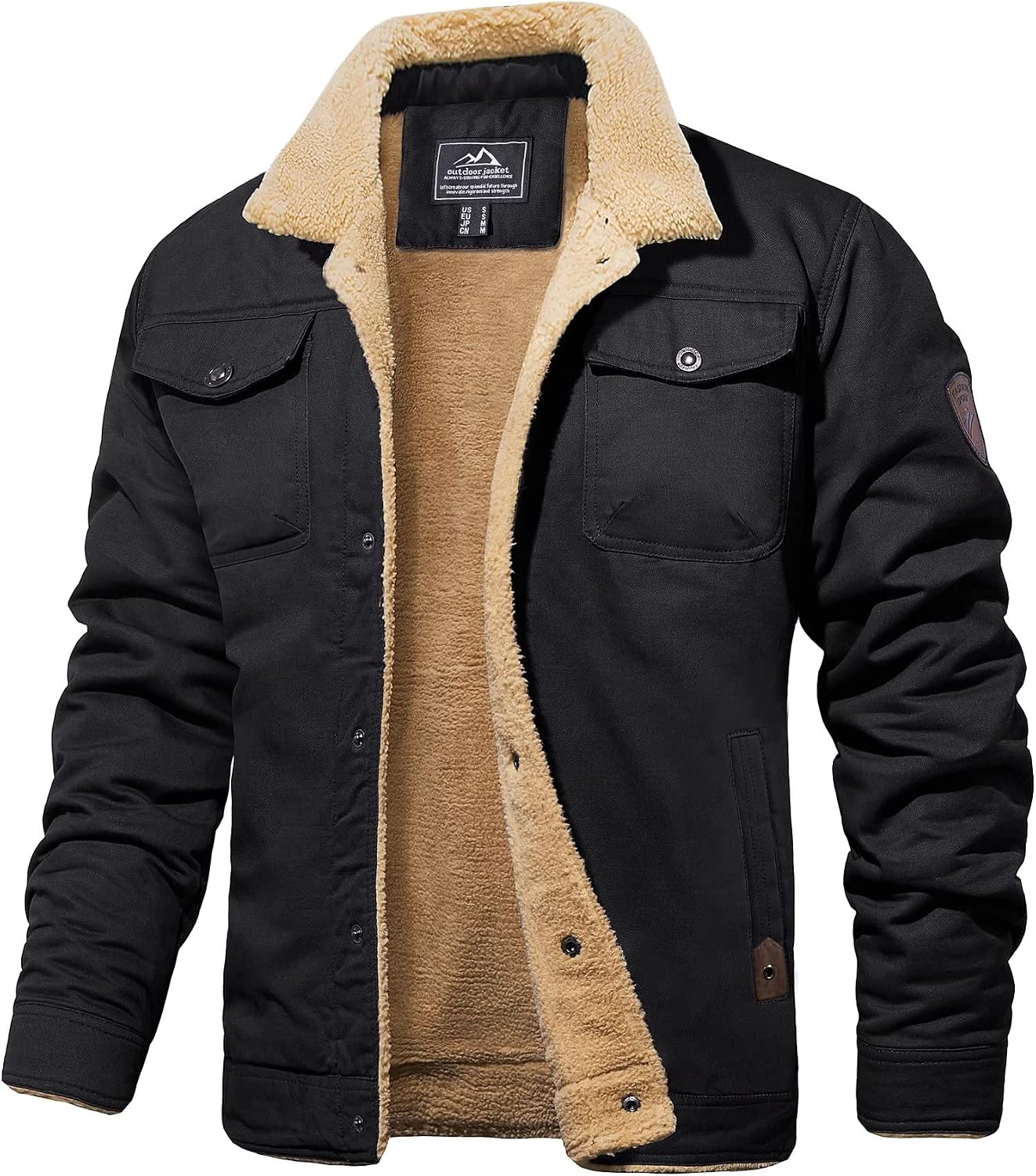MAGCOMSEN Men's Winter Jacket Lined Sherpa Jacket Warm Trucker Coat Multi Pocket MAGCOMSEN Men's Winter Jacket Lined Sherpa Jacket Warm Trucker Coat Multi Pocket