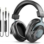 FIFINE Studio Monitor Headphones for Recording, Wired Headphones with 50mm Driver, Over Ear Headset with Detachable Cables 3.5mm or 6.35mm Jack, Black, on PC/Mixer/Amplifier-H8
