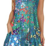 elescat Women's Summer Dresses 2026 Beach Casual Sleeveless Floral Print Tank Loose Sundress with Pocket