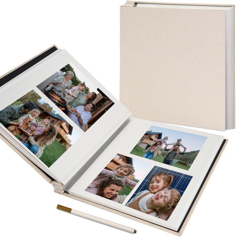 Vienrose Large Photo Album Self Adhesive for 4x6 5x7 8x10 Pictures Scrapbook Album DIY Scrap Book 40 Sticky Pages with A Metallic Pen Beige | Scrapbook Album, 20 Sheets, 4x6 5x7 8x10 Photos, Metallic Pen, DIY Memory Book, Travel Photos, Birthday Gift