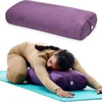 Gaiam Yoga Bolster Pillow, Soft Meditation Cushion for Yoga, Massage and Back Support, Breathable Cotton Fill, Zippered Microfiber Cover, Easy-Carry Handle, Machine Washable