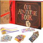 Our Adventure Book Handcrafted 11.92 x 7.62" Leather-Bound Scrapbook with 80 Pages, Embossed Lettering, Inspired by 'Up', Ideal for Photos, Weddings&Travel Memories Gift Box Included (Handmade Book)