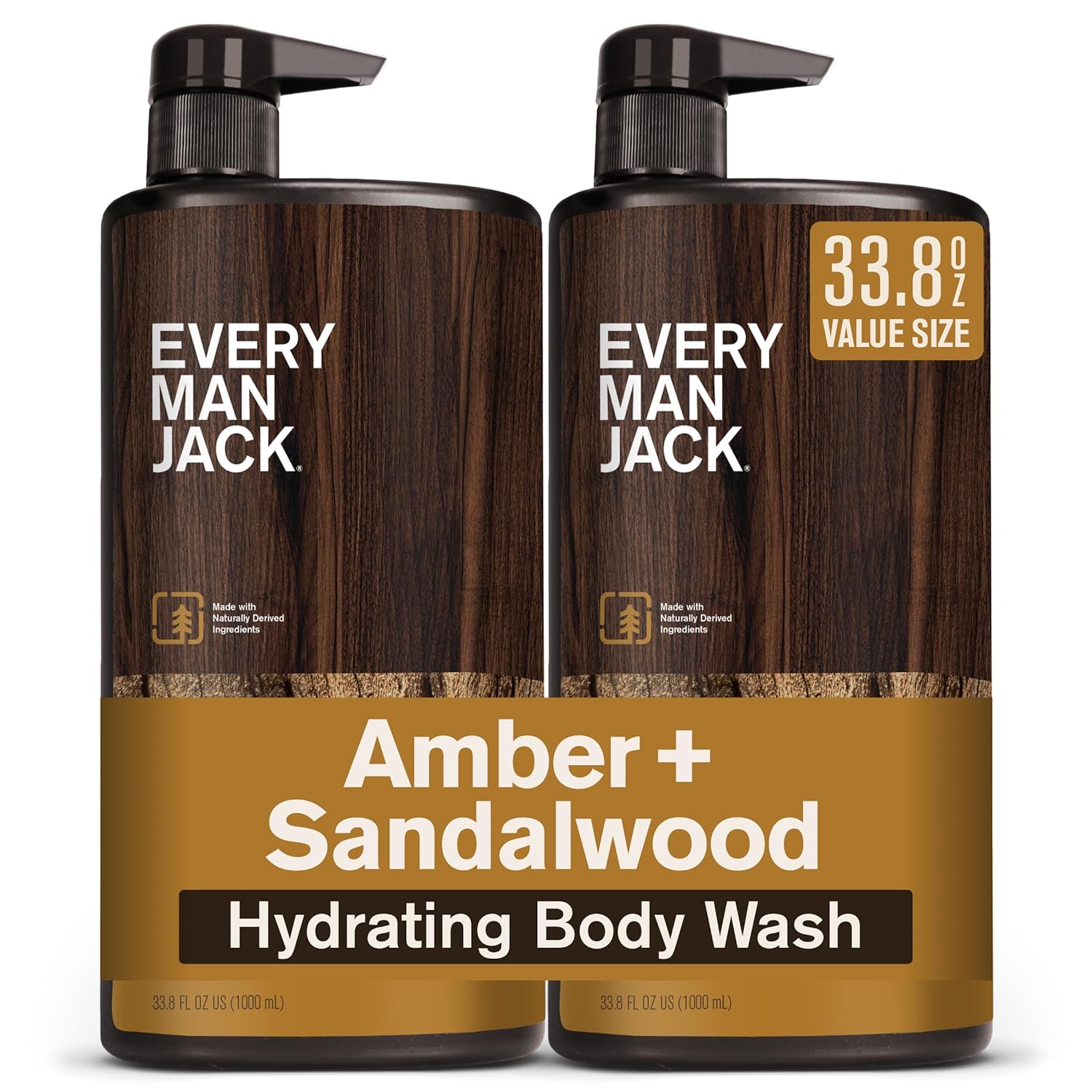 Every Man Jack Nourishing Amber + Sandalwood Mens Body Wash for All Skin Types - Cleanse, Nourish, and Hydrate Skin with Naturally Derived Coconut, Glycerin - 33.8 fl oz - 2 Bottles Every Man Jack Nourishing Amber + Sandalwood Mens Body Wash for All Skin Types - Cleanse, Nourish, and Hydrate Skin with Naturally Derived Coconut, Glycerin - 33.8 fl oz - 2 Bottles